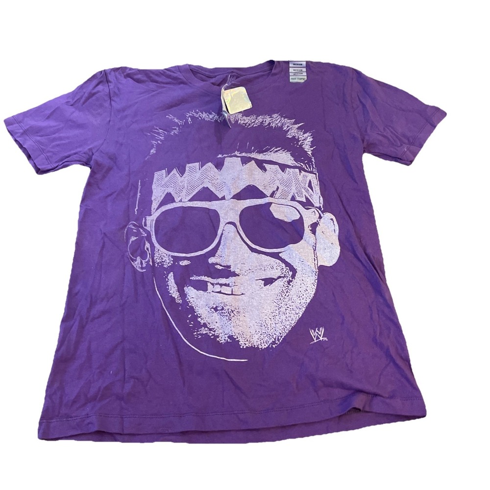 WWE Adult T-Shirt Zack Ryder Giant White Funny Face Pic Purple Size M